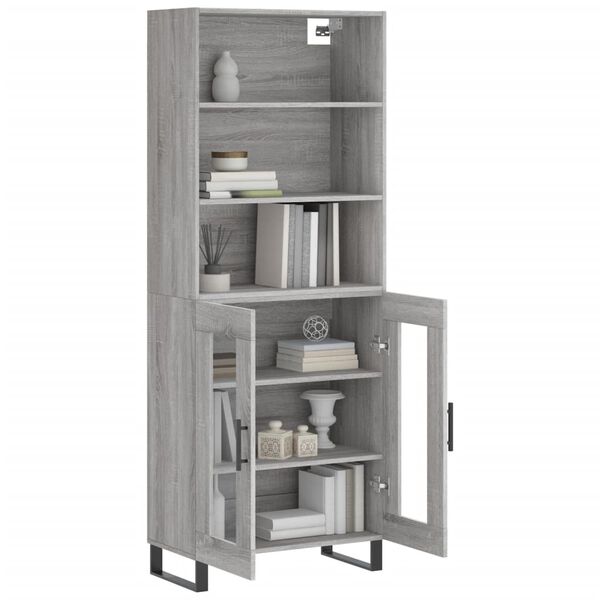 vidaXL Buffet haut Sonoma gris 69,5x34x180 cm Bois d'ing&eacute;nierie