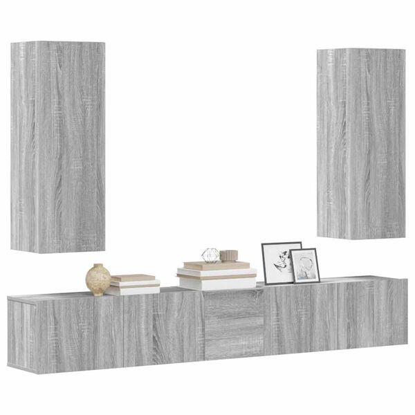 vidaXL Ensemble de meubles TV 5 pcs Sonoma gris Bois d'ing&eacute;nierie