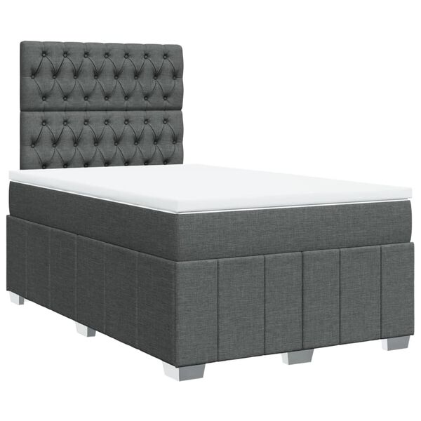 vidaXL Sommier &agrave; lattes de lit avec matelas gris fonc&eacute; 120x190cm tissu