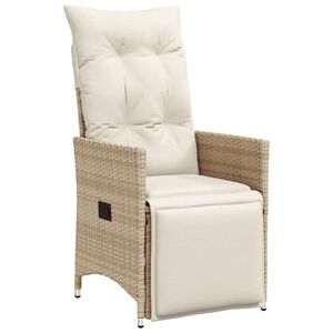vidaXL Chaise inclinable de jardin avec coussins beige r&eacute;sine tress&eacute;e