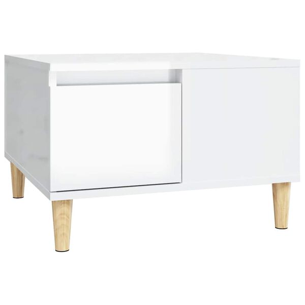 vidaXL Table basse blanc brillant 55x55x36,5 cm bois d'ing&eacute;nierie