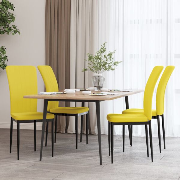 vidaXL Chaises &agrave; manger lot de 4 Jaune moutarde Velours