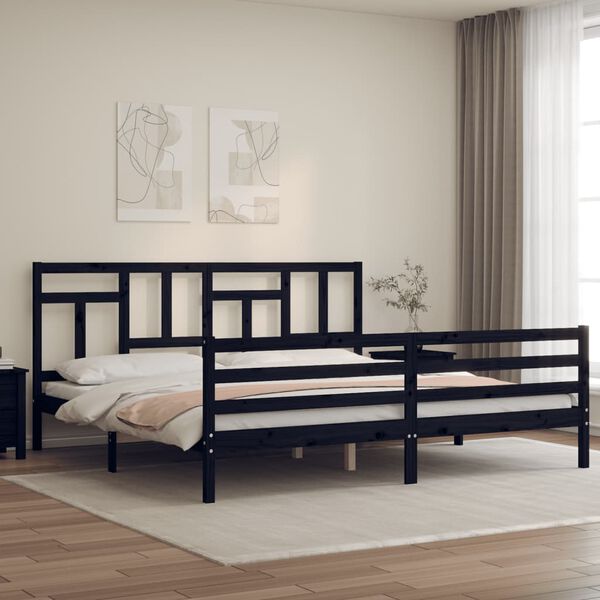 vidaXL Cadre de lit sans matelas noir 200x200 cm bois massif