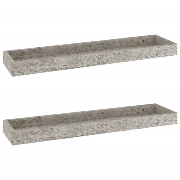 vidaXL &Eacute;tag&egrave;res murales Loggia 2 pcs Gris b&eacute;ton 60x15x4 cm MDF