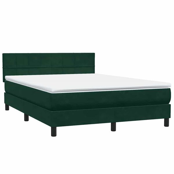 vidaXL Sommier &agrave; lattes de lit et matelas vert fonc&eacute; 140x210cm velours
