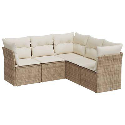 vidaXL Salon de jardin avec coussins 5 pcs beige résine tressée