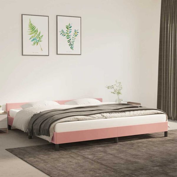 vidaXL Cadre de lit et t&ecirc;te de lit sans matelas rose 200x200cm velours