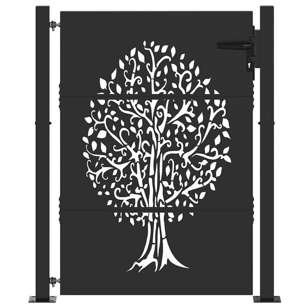 vidaXL Porte de Jardin Noir 85 x 155 cm Acier peint par poudre
