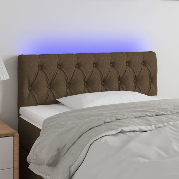 vidaXL T&ecirc;te de lit &agrave; LED Marron fonc&eacute; 100x7x78/88 cm Tissu