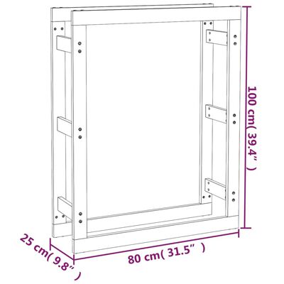 vidaXL Support pour bois de chauffage Noir 80x25x100 cm Bois de pin