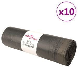 vidaXL Sacs poubelles avec cordons 250 pcs noir 60 L