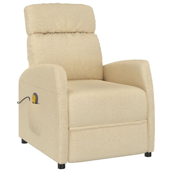 vidaXL Fauteuil de massage Cr&egrave;me Tissu