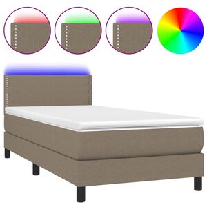 vidaXL Sommier &agrave; lattes de lit avec matelas LED Taupe 90x190 cm Tissu