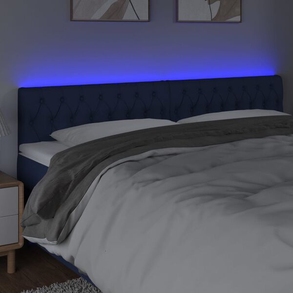 vidaXL T&ecirc;te de lit &agrave; LED Bleu 180x7x78/88 cm Tissu