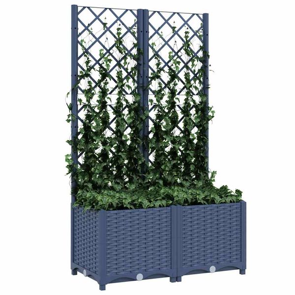 vidaXL Jardinière de jardin avec treillis Bleu Gris 80x40x136 cm PP