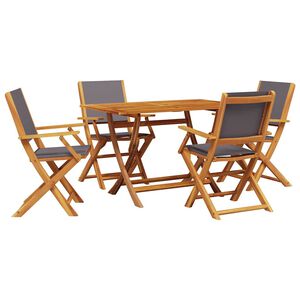 vidaXL Ensemble &agrave; manger de jardin 5 pcs anthracite tissu bois massif