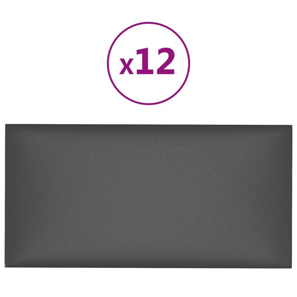 vidaXL Panneaux muraux 12 pcs Gris 60x30 cm Similicuir 2,16 m²