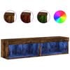 vidaXL Meubles TV avec lumi&egrave;res LED 2 pcs ch&ecirc;ne fum&eacute; 60x30x30 cm