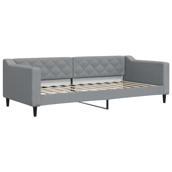 vidaXL Lit de jour avec gigogne et matelas gris clair 90x200 cm tissu