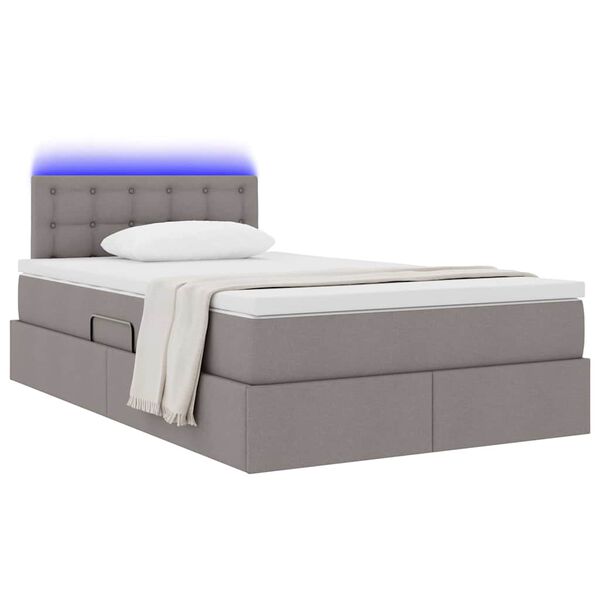 vidaXL Lit avec rangement et LED avec matelas Taupe 120 x 200 cm tissu