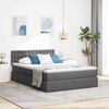 vidaXL Lit avec rangement et LED Gris fonc&eacute; 140 x 190 cm Polyester