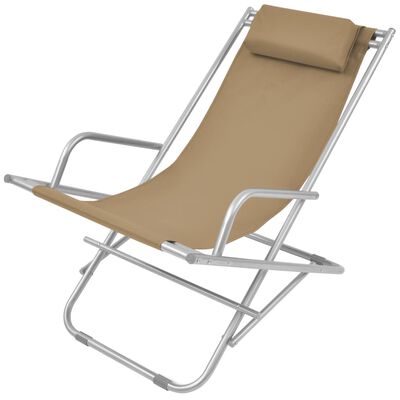 vidaXL Chaises inclinables de terrasse lot de 2 Acier Taupe