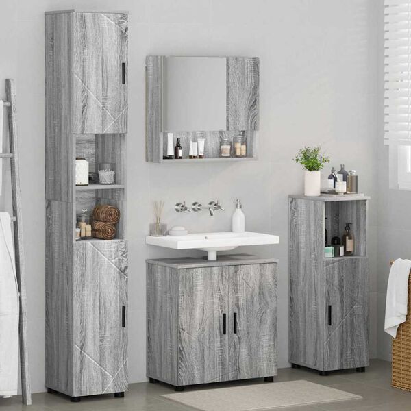 vidaXL Ensemble de mobilier de salle de bain 4 pcs Gris Sonoma