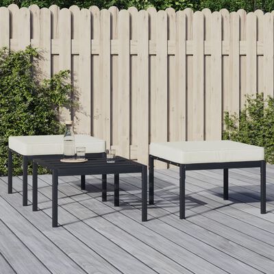 vidaXL Tabourets de jardin et coussins sable lot de 2 60x60x35cm acier