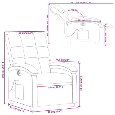 vidaXL Fauteuil inclinable de massage électrique marron tissu