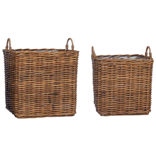 vidaXL Panier de Plante avec stockage 2 pcs Marron Rattan Lacak