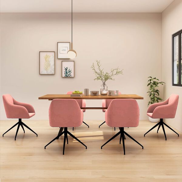 vidaXL Chaises &agrave; manger lot de 6 rose velours