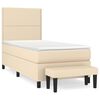 vidaXL Sommier &agrave; lattes de lit avec matelas Cr&egrave;me 100x200 cm Tissu