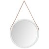 vidaXL Miroir mural avec sangle Blanc &Oslash; 55 cm