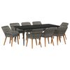 vidaXL Ensemble de salle &agrave; manger pour jardin 9 pcs Gris polyrotin