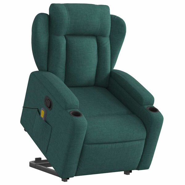vidaXL Fauteuil inclinable de massage Vert fonc&eacute; Tissu