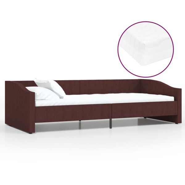 vidaXL Lit avec matelas et &eacute;clairage USB Violet Tissu 90x200 cm
