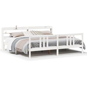 vidaXL Cadre de lit avec t&ecirc;te de lit sans matelas blanc 200x200 cm