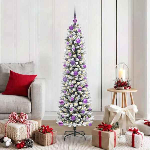 vidaXL Sapin de No&euml;l artificiel Blanc 150 cm PVC, m&eacute;tal et plastique