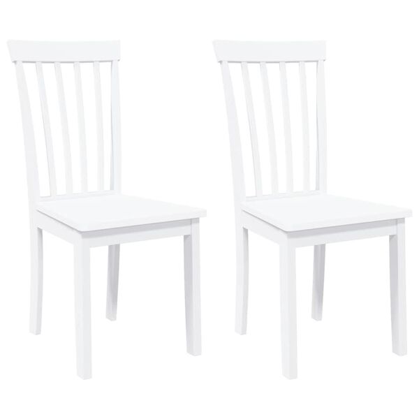 vidaXL Chaises à manger 2 pcs blanc bois massif caoutchouc