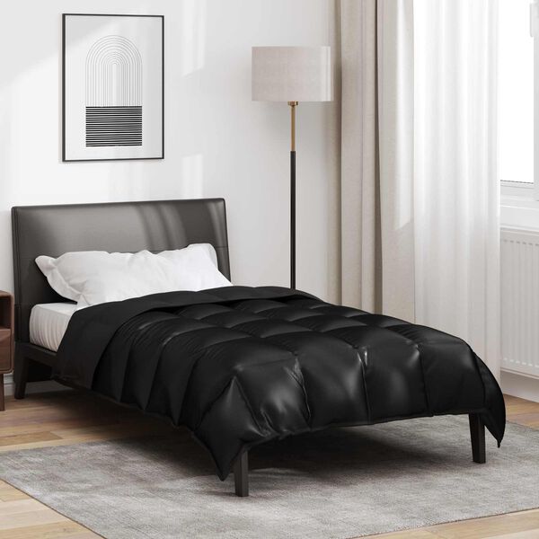 vidaXL Duvet d'hiver Noir 220 x 140 cm Satin et Microfibre