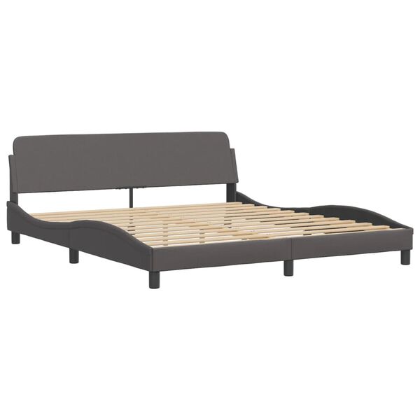 vidaXL Lit Viana avec matelas gris 180x200 cm similicuir