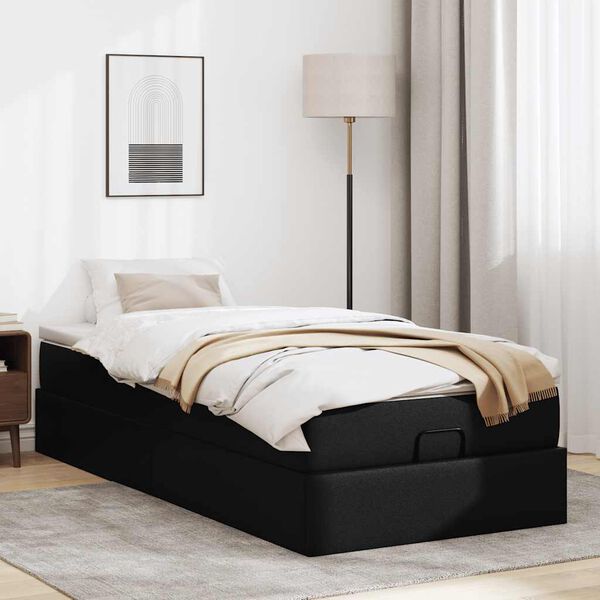VidaXL Cadre de lit ottoman avec matelas noir 90x190 cm similicuir