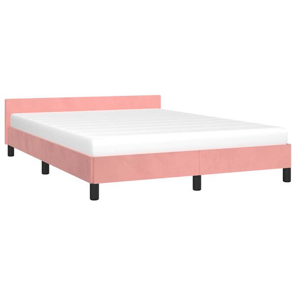 vidaXL Cadre de lit et tête de lit sans matelas rose 140x190cm velours