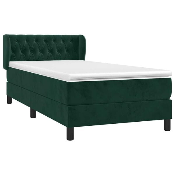 vidaXL Sommier &agrave; lattes de lit avec matelas Vert fonc&eacute; 90x200 cm