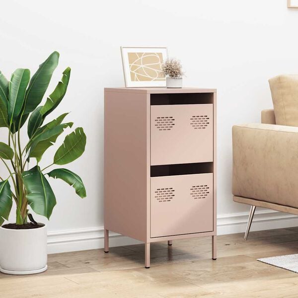 vidaXL Buffet rose 35x39x73,5 cm acier lamin&eacute; &agrave; froid