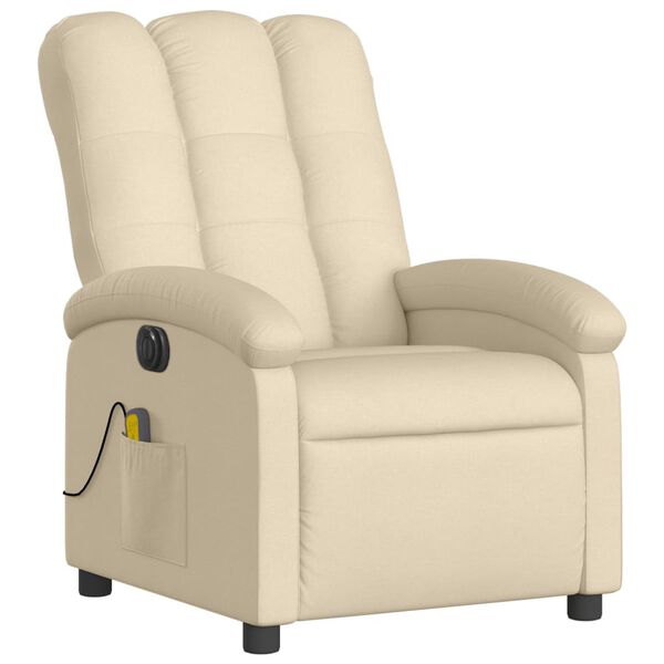 vidaXL Fauteuil inclinable de massage &eacute;lectrique cr&egrave;me tissu