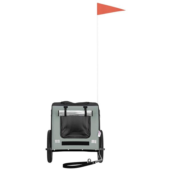 vidaXL Remorque de vélo pour animaux de compagnie gris et noir
