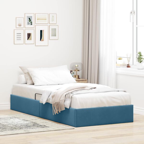 vidaXL Lit de Rangement avec stockage Bleu fonc&eacute; 90 x 190 cm Velours