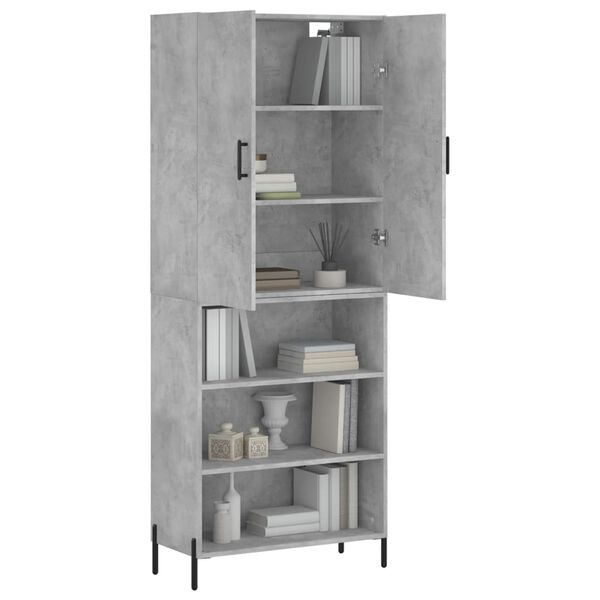 vidaXL Buffet haut Gris b&eacute;ton 69,5x34x180 cm Bois d'ing&eacute;nierie