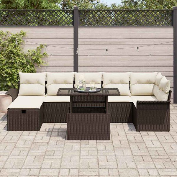vidaXL Ensemble de canap&eacute; de jardin 8 pcs Marron Poly rotin